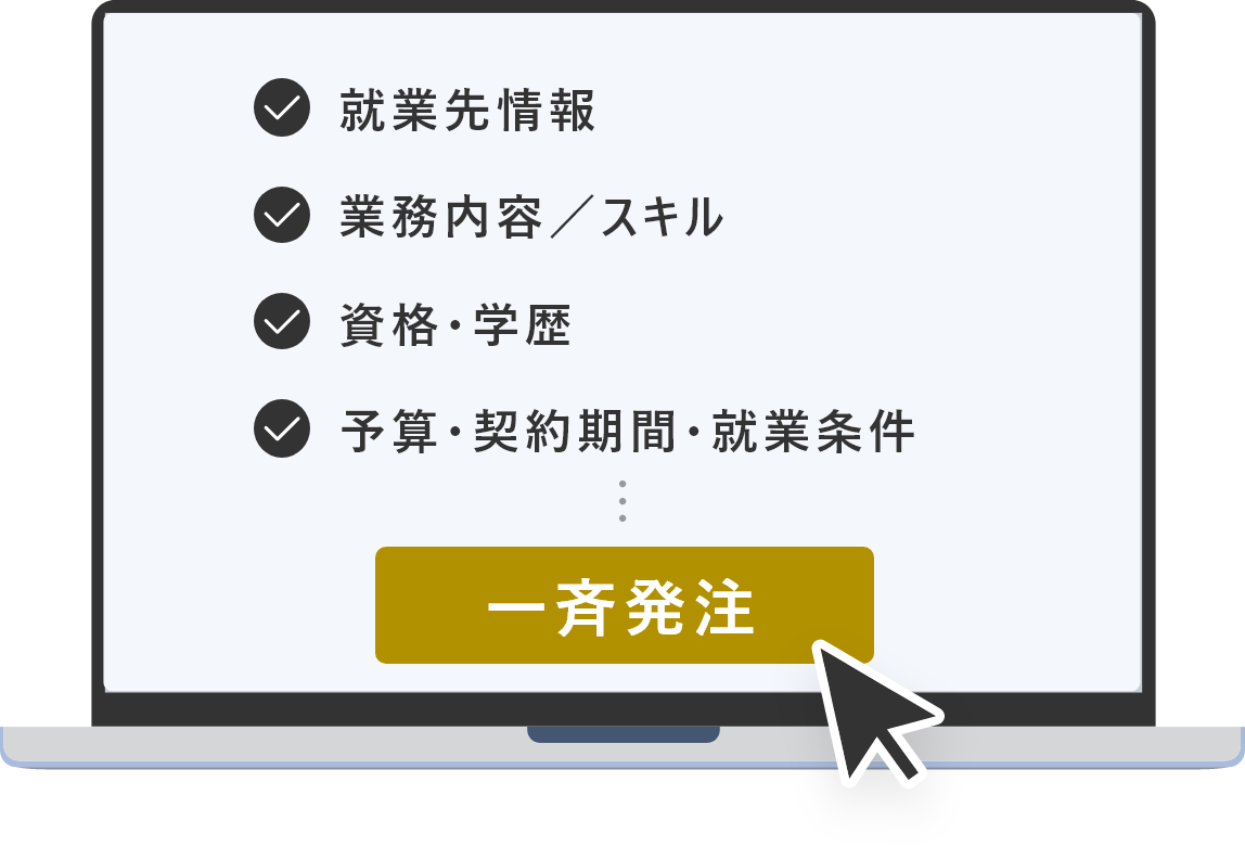 複数の派遣会社への一斉発注が簡単